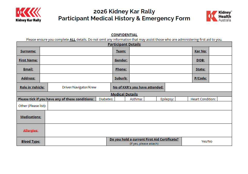 2026 KKR Medical Form