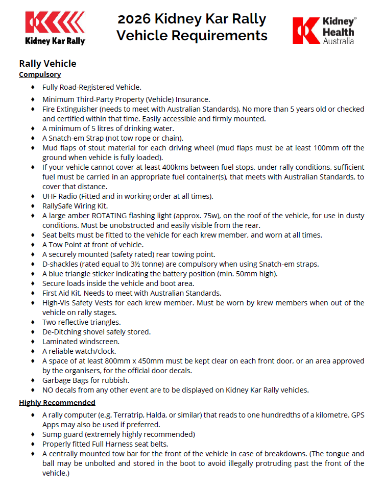 2026 KKR Vehicle Requirements